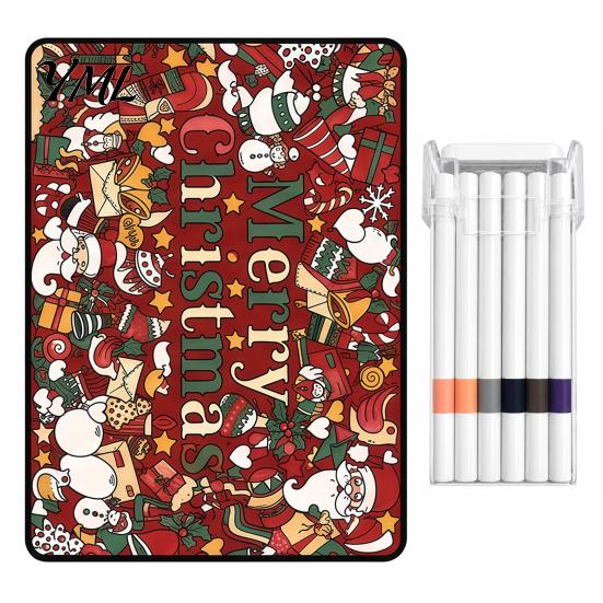 Christmas DIY Coloring Blanket for Kids Adults, Color Your Own Throw Blanket, 39.4" x Educational Drawing Toys Toddlers 55.1" with 24 Markers,