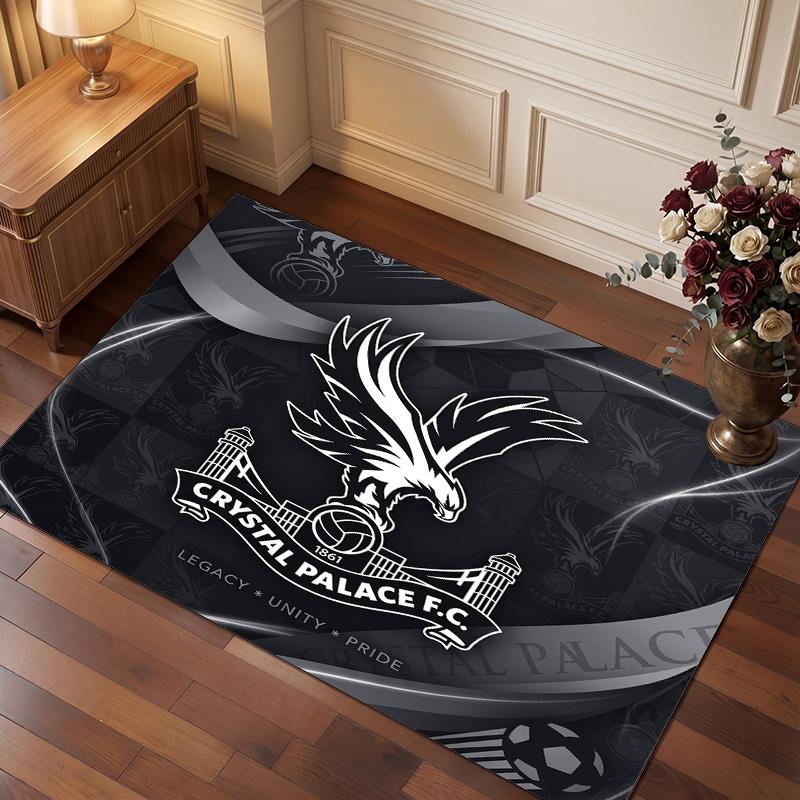 Crystal Palace Football Print Crystal Velvet Rug, Comfortable Water Absorbent Non Slip Indoor Floor Carpet