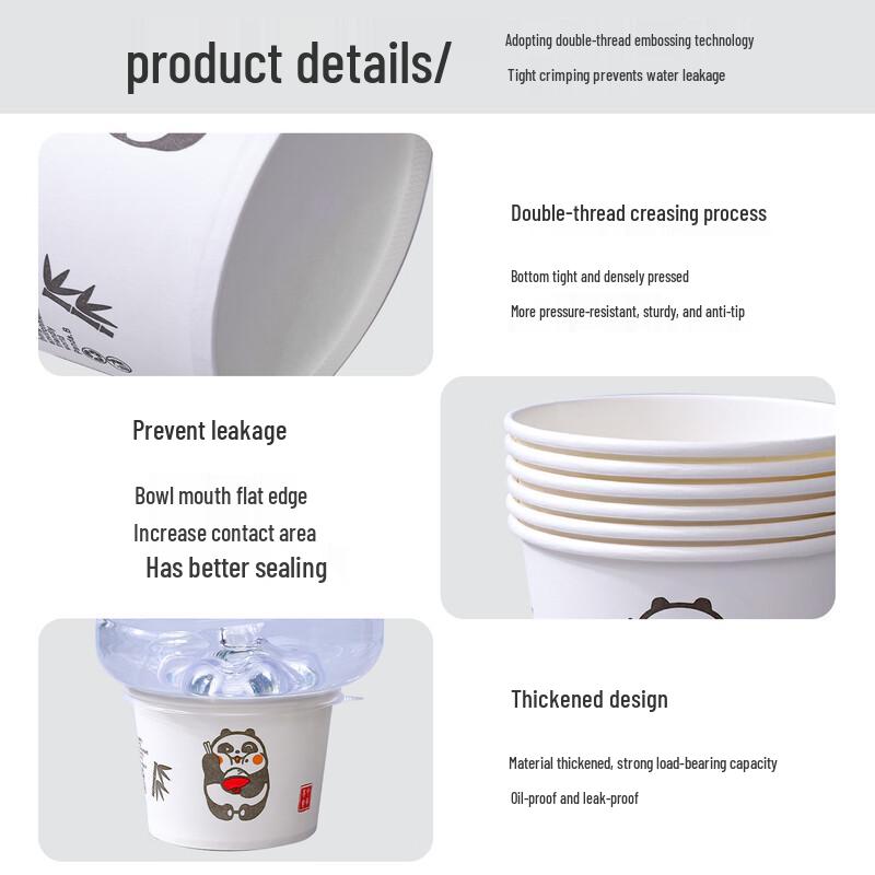 Thickened Disposable Panda Paper Bowls