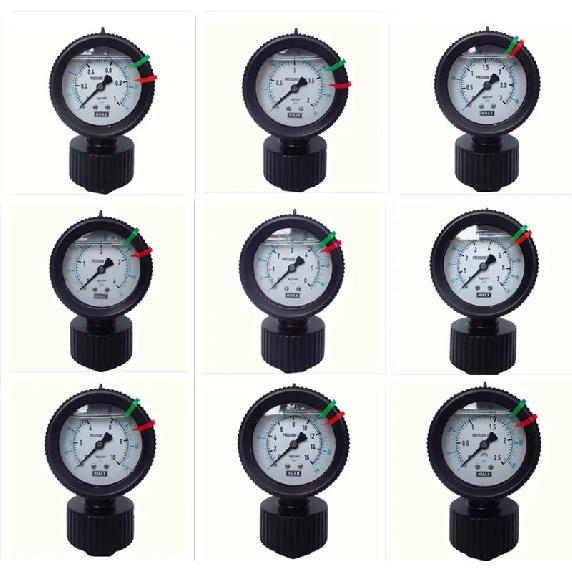 Xin Tester PP Diaphragm Pressure Gauge Plastic Double Sided PCB 2 Anti-corrosion Water Pressure Gauge 10kg 1 4 7kg PVC Acid