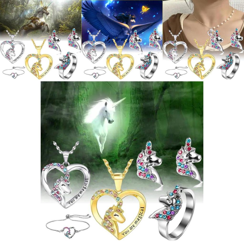 Stunning Unicorn Heart Pendant Necklace In Colorful Design With Adjustable Chain Length