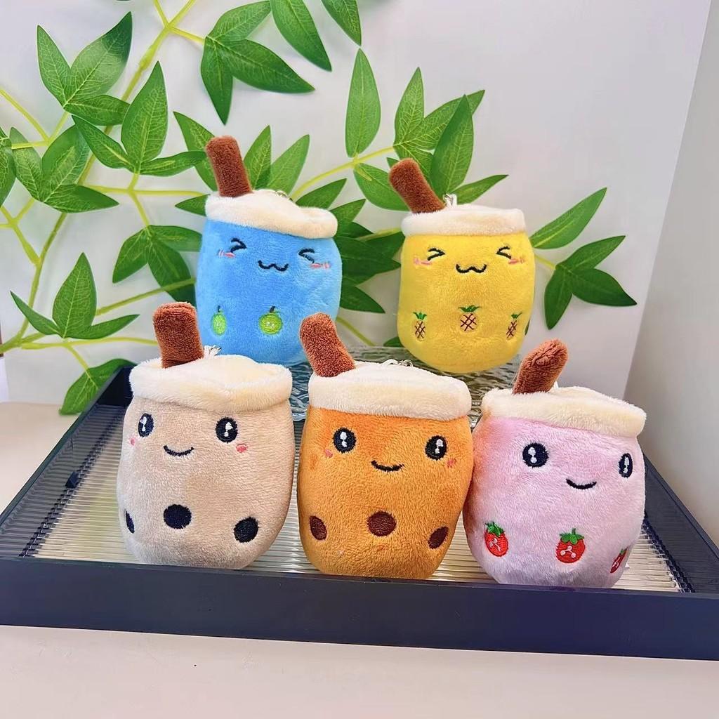 Cute Fruit Bubble Tea Cup Plush Keychain Adorable Cartoon Plush Toy For Kids
