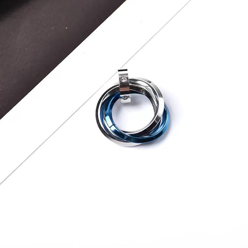 Three-ring Male Ins Trendy and Cool Simple Ring Couple Accessories Necklace Pendant