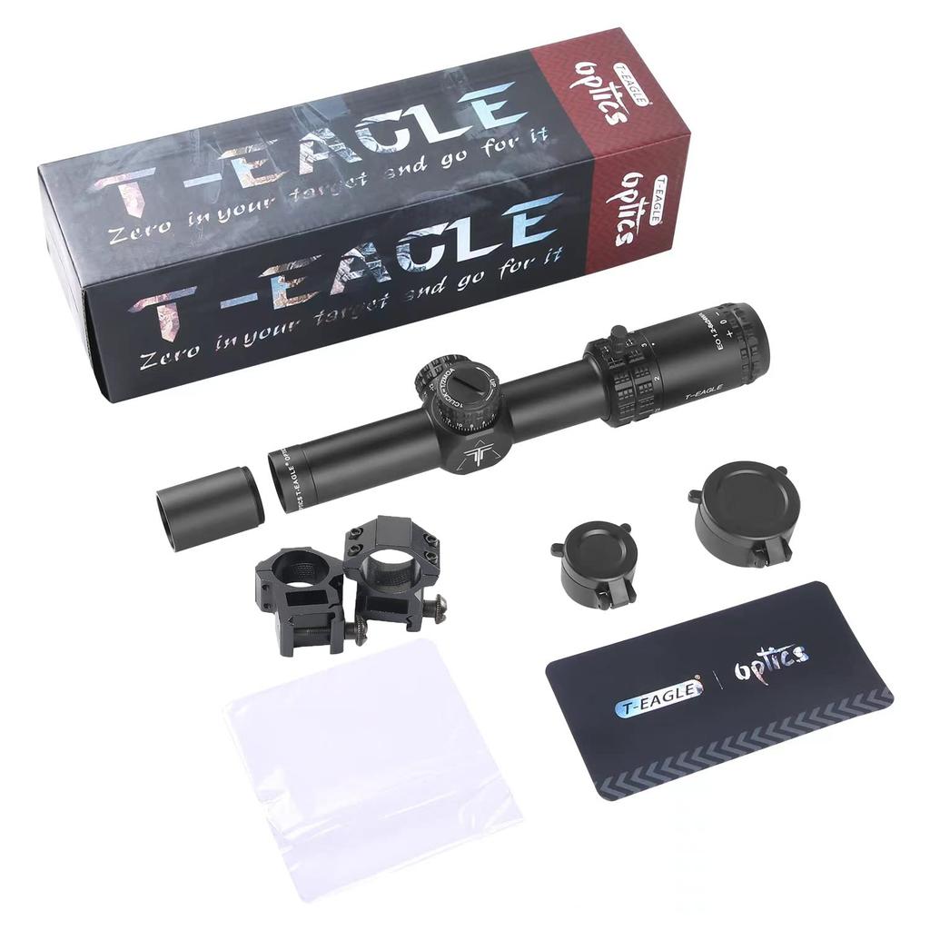 T-EAGLE EO1.2-6x24WA Rifle Scope with Variable Magnification, Short Scope for Airsoft, Includes 20mm High Mount Ring
