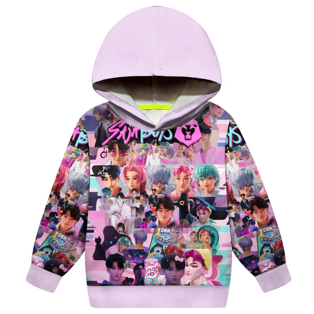 Dziecięca bluza z kapturem, luźna, z długim rękawem i sznurkiem