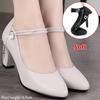 High Heel Soft Leather Autumn Women's Shoes Comfortable and Lightweight Casual Shoes Ladies Buckle Leather Shoes