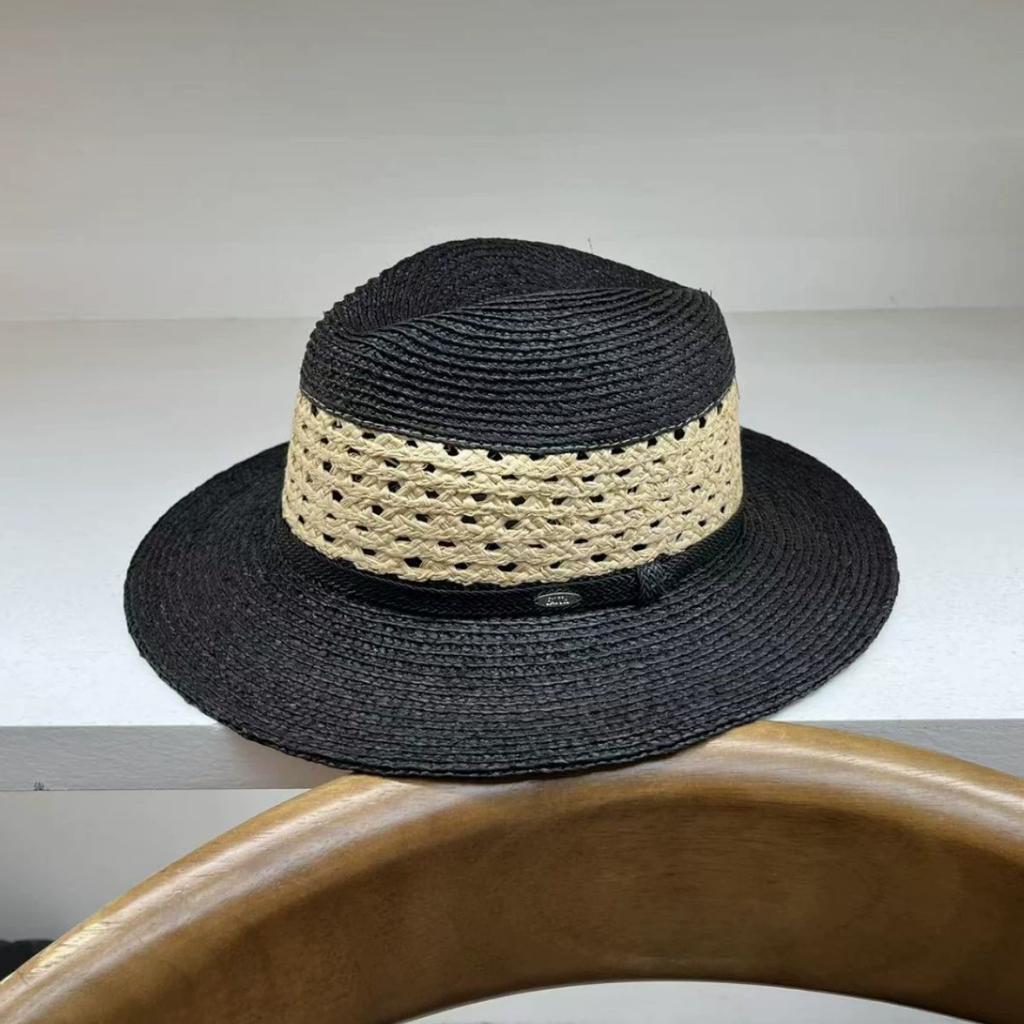 202603-yuanxi ins chic summer handmade hollow out raffia grass leisure holiday men women fedoras cap women panama jazz hat
