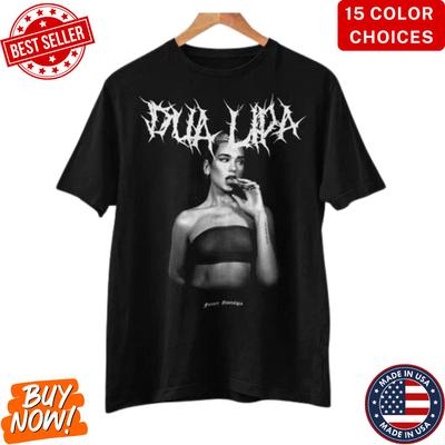 Dua Lipa Nostalgia Heavy Metal Parody T-Shirt Reprint Unisex S-5XL Fast Delivery Unisex T-Shirt