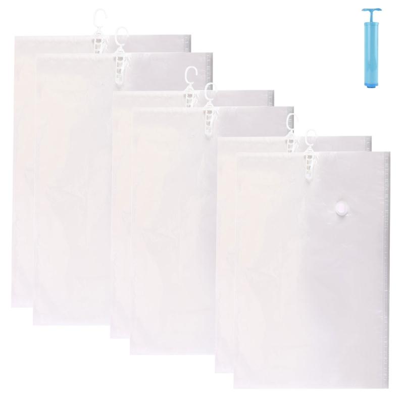 

Pack of 6 Multiple Size Hanging Vacuum Storage Bags Offering Wrinkle Prevention and Dust Protective 1