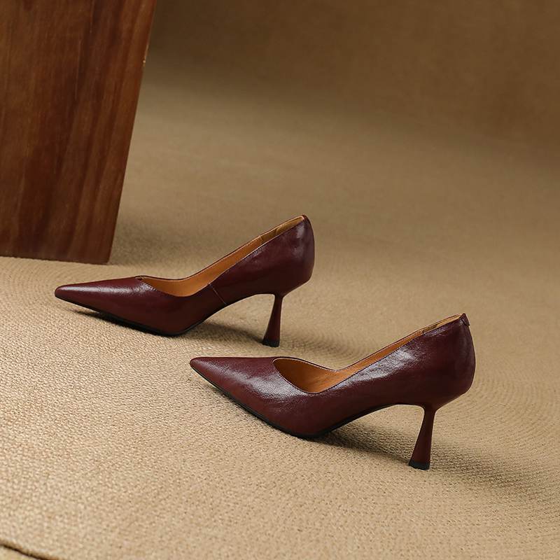 Krazing Pot Sheep Skin Summer Autumn Thin High Heels Party Shoes Women Pointed Toe Concise Shallow Pumps