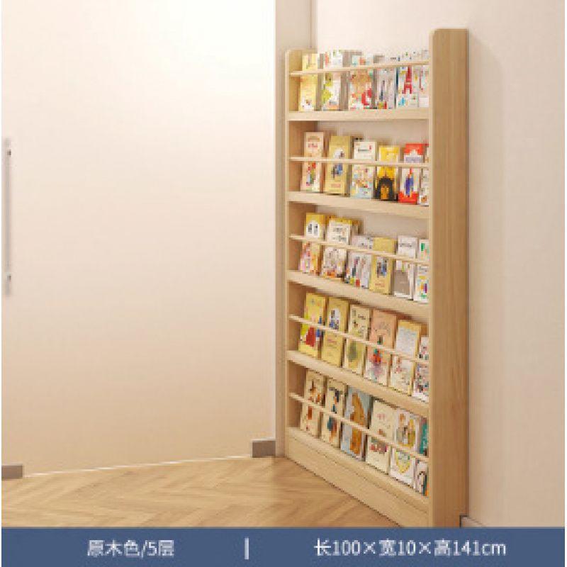 Behind the Door Bookshelf, Solid Wood Wall-mounted Storage Rack, Narrow Bookcase for Children's Rooms, Multi-layer Cabinet