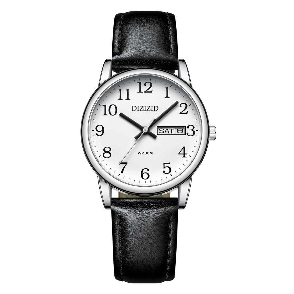 DIZIZID Analog Waterproof Watch with Leather Strap Day of the Slim Easy to Unisex Men's - Simple, Popular, Stylish, Business, Classic, Date, Week,