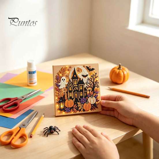 DIY Handmade Wall Hanging Decorations Halloween Christmas Faux Pearl Diamond Painting Kit, Rhinestone Art Craft Decor Set for Adults, Holiday