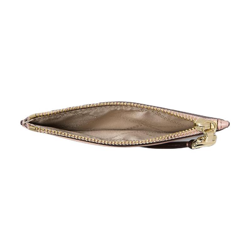 Michael Kors Empire Empire Gold Hardware Zipper Closure Pebbled Leather Card Holder Small Women's Pink