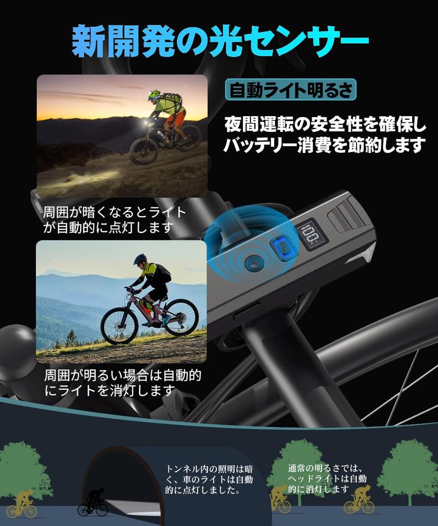 Bicycle Light with Light Automatic 2000 5 Lighting Wide IPX7 Bicycle Headlight for Cross Bikes and Road LED Battery Level USB Easy Compact and Perfect