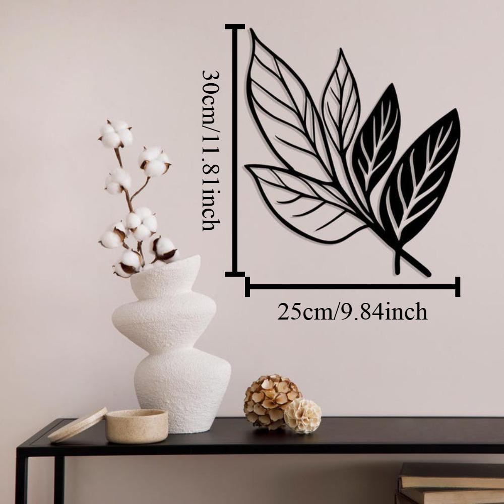 Минималистичное черное металлическое настенное искусство Лист Текстурированный стальной декор для дома 12in