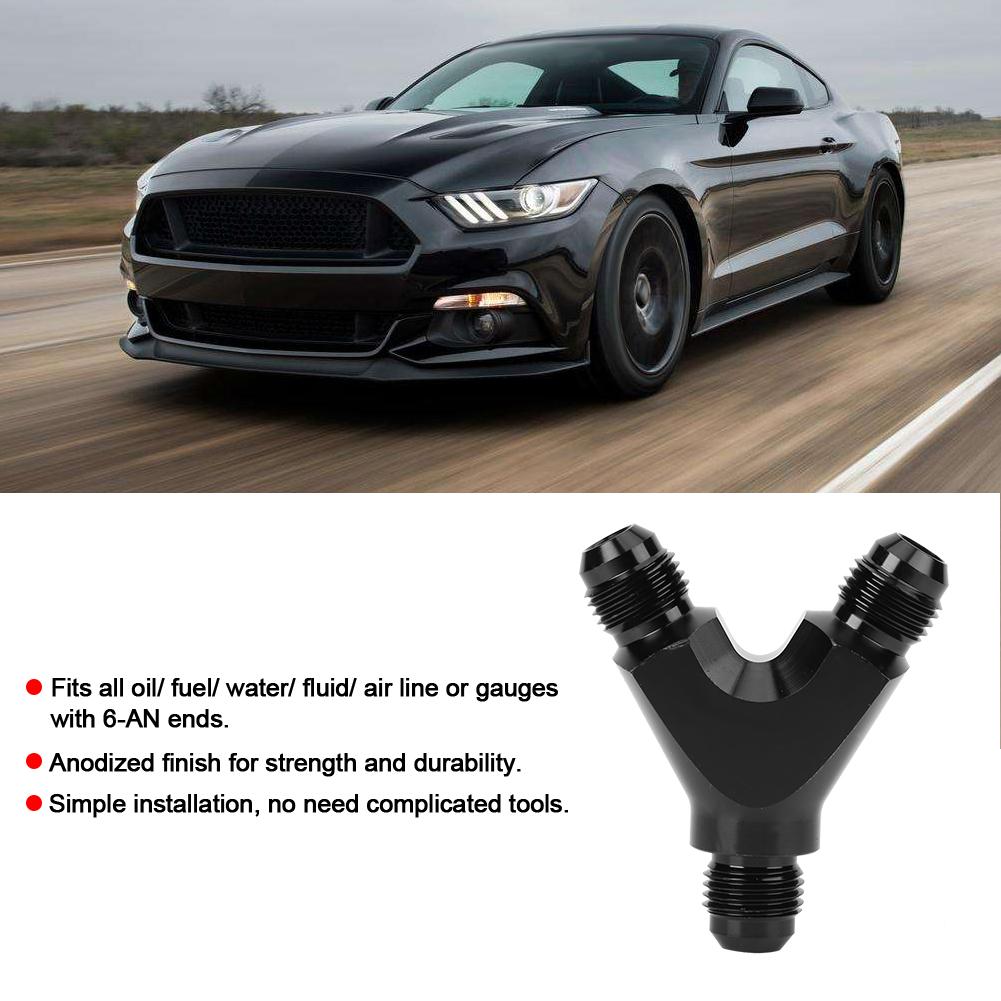 Aluminum Alloy 3 Way Fitting Adapter Y Type AN6 6AN Male to 2X AN6 6AN Male Black