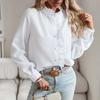 European Style Fall Cardigan Ruffle Long Sleeve Women Blouse