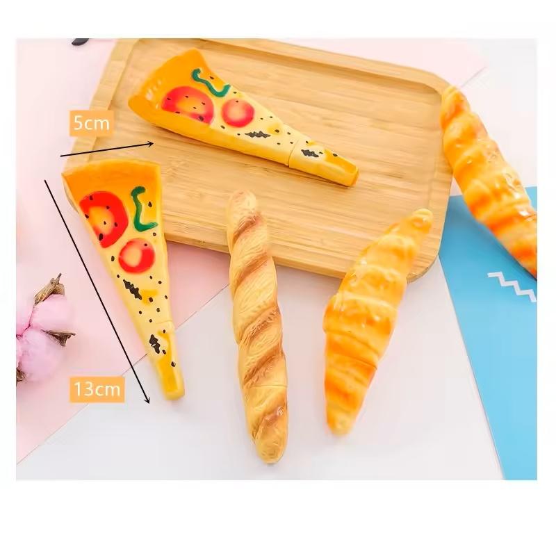 Novelty Bread Ballpoint Pen Magnetic Pizza Croissant Baguette Black Color Ink Roller Ball Pens Fridge Magnet School Gift