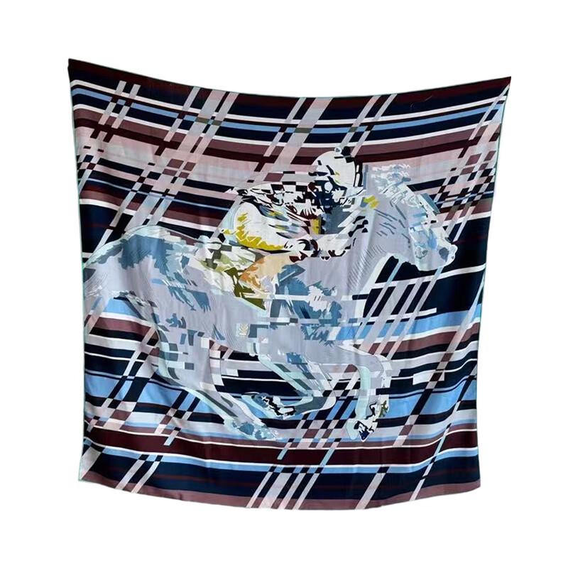 NINA SOLOR Horseman Silk Wool Large Square Scarf