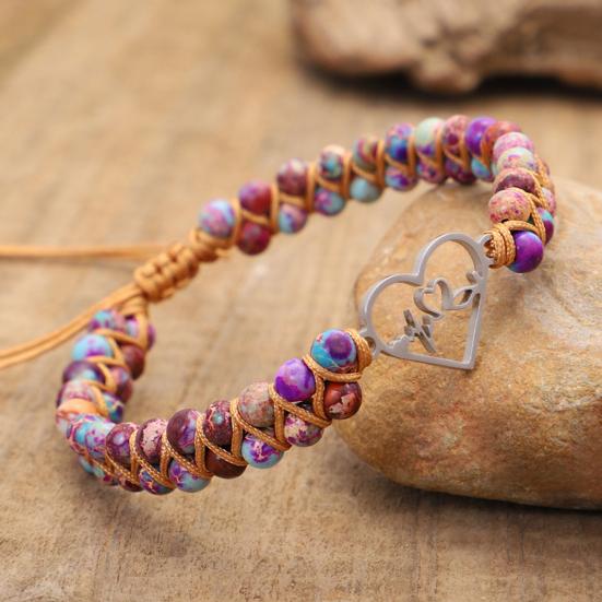Couple Bracelet Double-layered Hand Woven Adjustable Stainless Steel Love Heart Braided Lucky Rope Charm