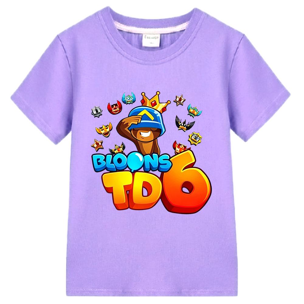 100% Cotone Gioco Bloons TD 6 Maglietta per Bambini Stampa Cartoon T-shirt per Bambini Streetwear Ragazzi Ragazze Top Estivi Girocollo Manica Corta