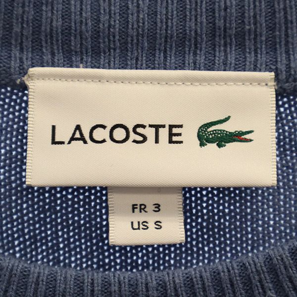 LACOSTE Overall handle Long sleeve knit S Blue x white sweater Men's Used