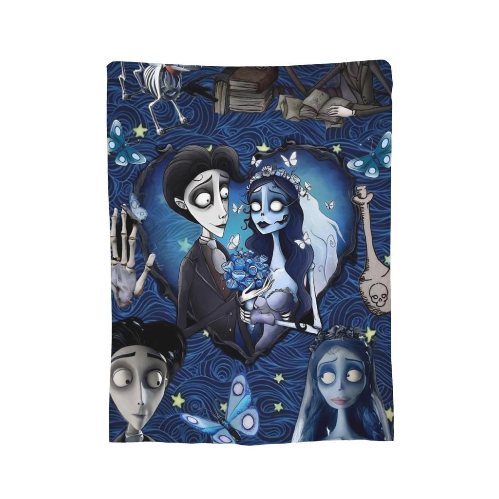 Corpse Bride Emily And Victor Blankets Fleece Summer  Multi-function Lightweight Thin Throw Blankets for Bedding Car Bedspread