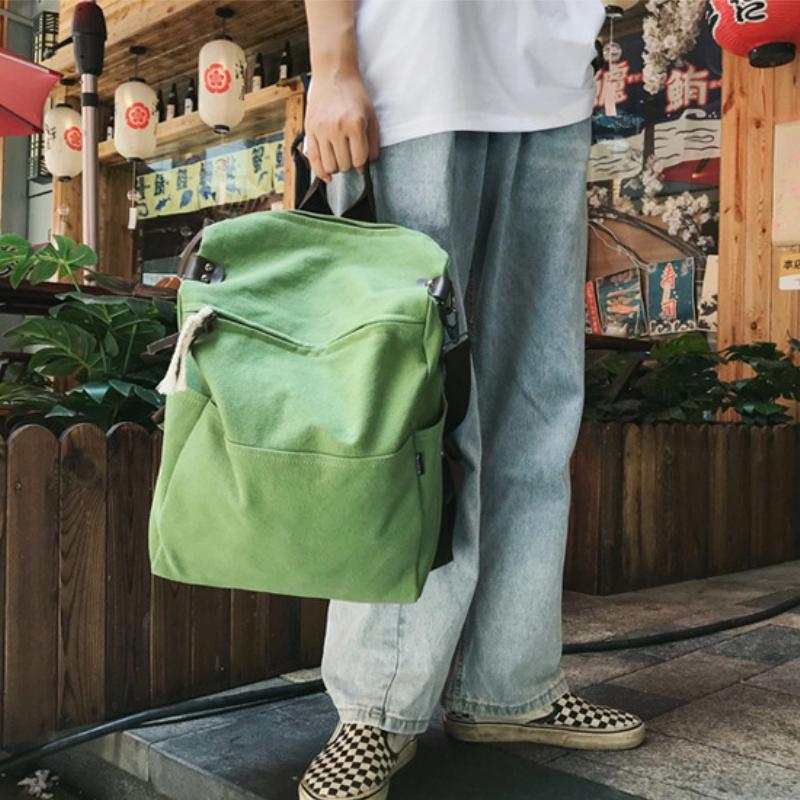 NOMK Canvas Backpack Women's Fruit Green/White/Ginger Yellow/Black MK-2506