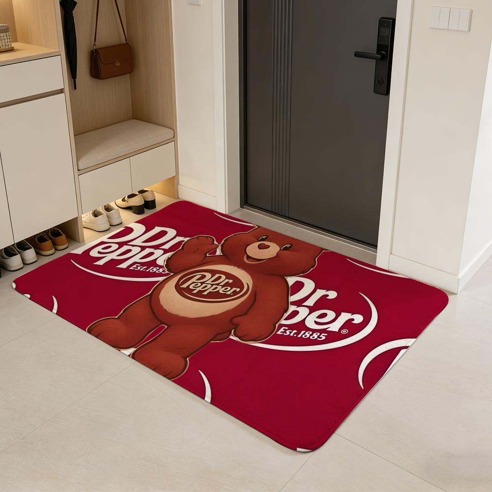 drink D-Dr Pepper Floor Mat Flannel Door Mat Non-Slip Absorbent Washable Indoor Home Rug