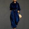 Womens Velvet Hooded Long Sleeve Lounge Set With Elastic Cuffs Loose Fit Pants