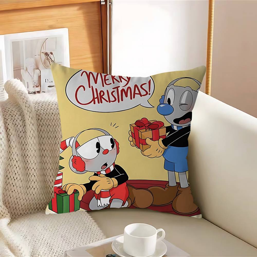 SÖT Tecknad C-CupheadS Kuddfodral Avtagbart Tvättbart Kuddfodral – Mjukt Linne för Alla Årstider