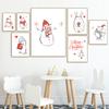 Cartoon Elk Snowman Picture Minimalist Sketch Canvas Poster Merry Christmas Decor Painting Happy New Year Kids Room Decor No Frame