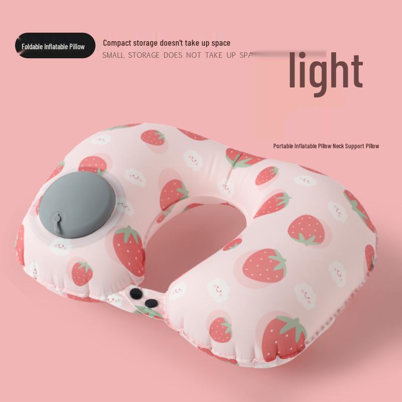 Pressing Inflatable U-Shaped Travel Pillow: Portable Airplane Headrest & Nap Neck Support