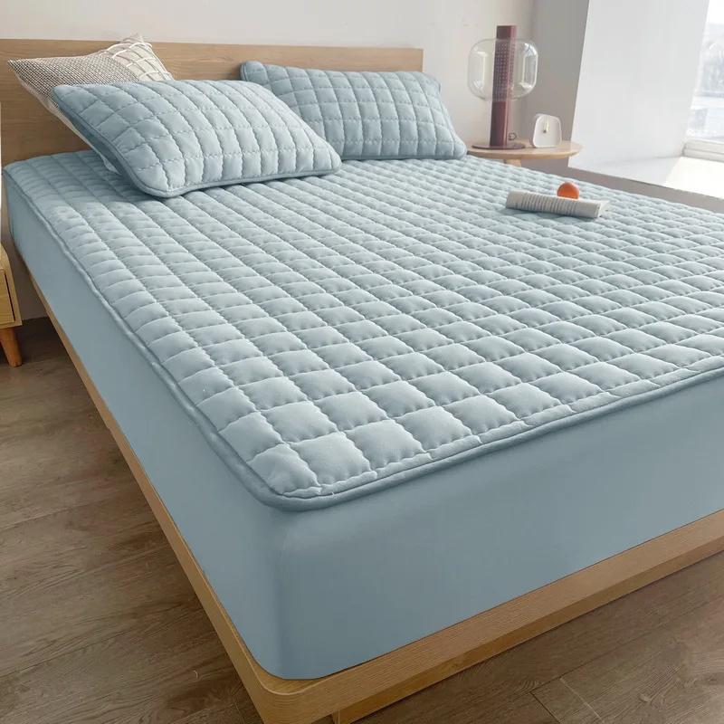 Vodotěsný prošívaný chránič matrace Anti-roztočový Antibakteriální potah na matraci Reliéfní design Povlečení Potah na postel Přizpůsobené prostěradlo