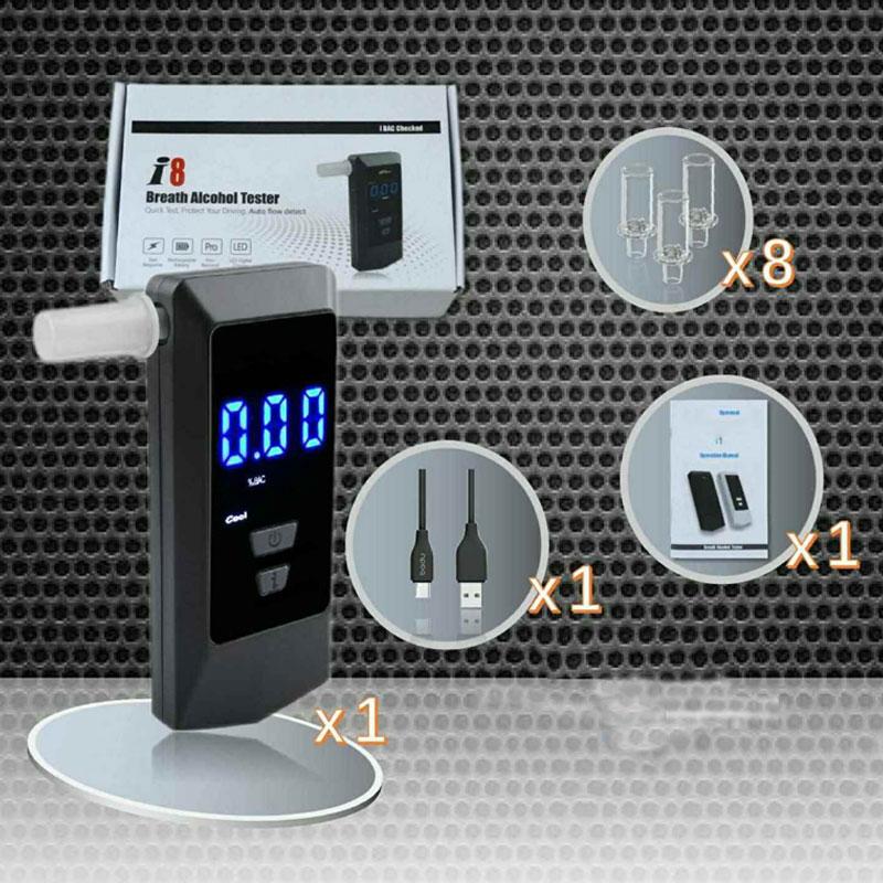 

Алкотестер Перезаряжаемый Цифровой Тестер Дыхания Алкотестер Газовый Детектор Алкоголя для Личного и Профессионального Использования чёрный