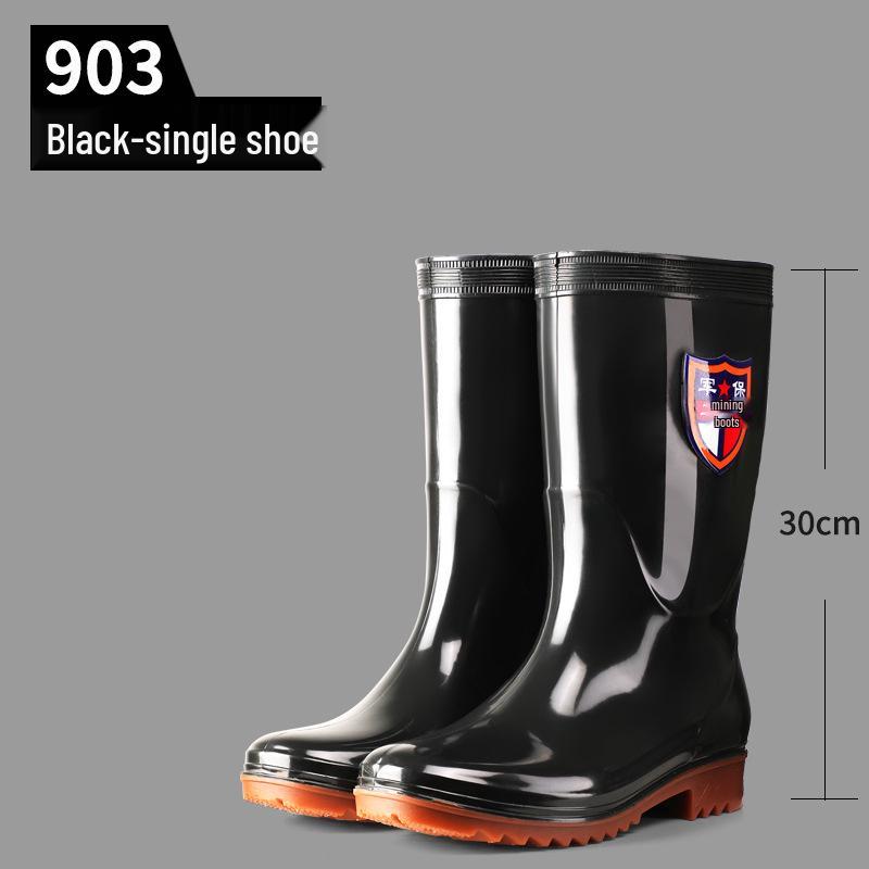 Men's High-Top Waterproof Military Rain Boots with Non-Slip Sole and Labor Protection Rubber Overshoes