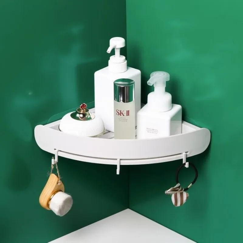 Étagères de salle de bain en plastique Organisateur Étagère d'angle à clipser Étagère d'angle de salle de bain Rangement de douche Support mural Support pour shampoing