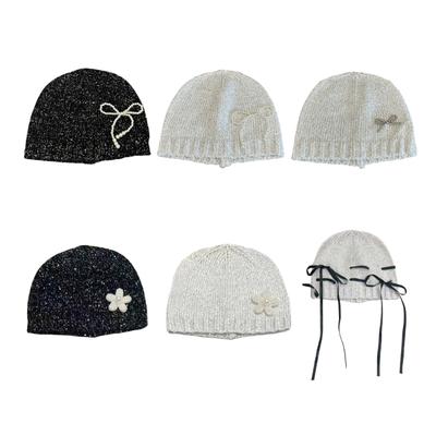 Flaring Sequined Butterfly Hat Elegant Knitted Skull Hat Adjustable Unisex Hat for Cold Weather Comfortable