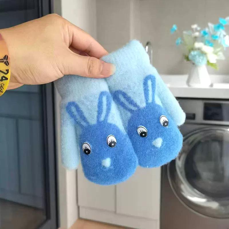 Baby Gloves for Autumn and Winter, Thickened and Fleece-Lined for Warmth, Suitable for Toddlers, Boys and Girls, Cute Dinosaur Design, Mittens