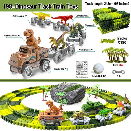 Kids Dinosaur Train Toy DIY Track Building Dino Train Fine Motor Skills Toddlers