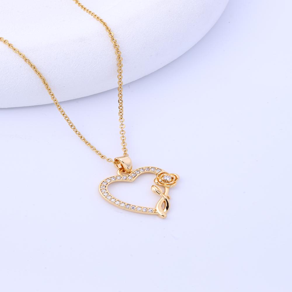 [In furnace Electroplating] European and American Mother's Day Love Rose Titanium Steel Necklace Women's Micro inlaid Zircon Pen