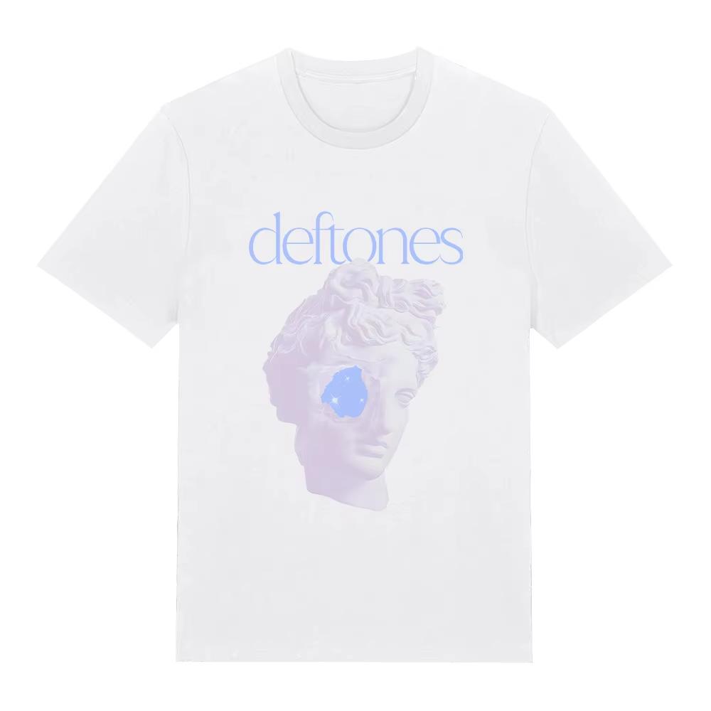 Deftones White Statue TShirt Unisex Funny Cotton Short Sleeve Tee Unisex High Quality Pure Cotton Clothes Short Sleeve Casual Tees S