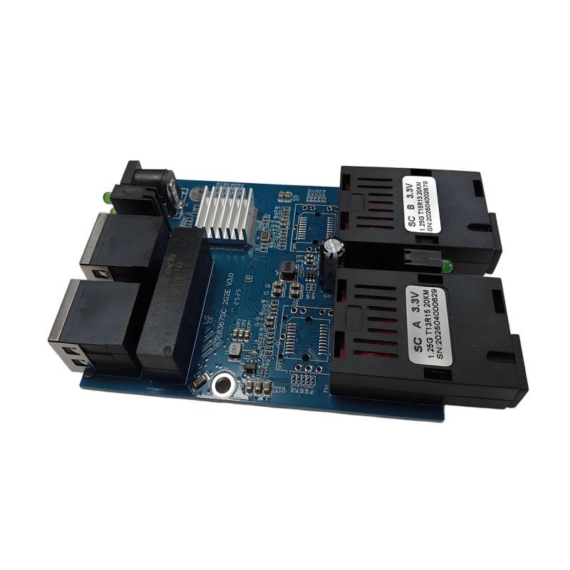 Gigabit Optical Switch: 2-Fiber, 2-Ethernet, PCBA Supports 5V/12V Voltage