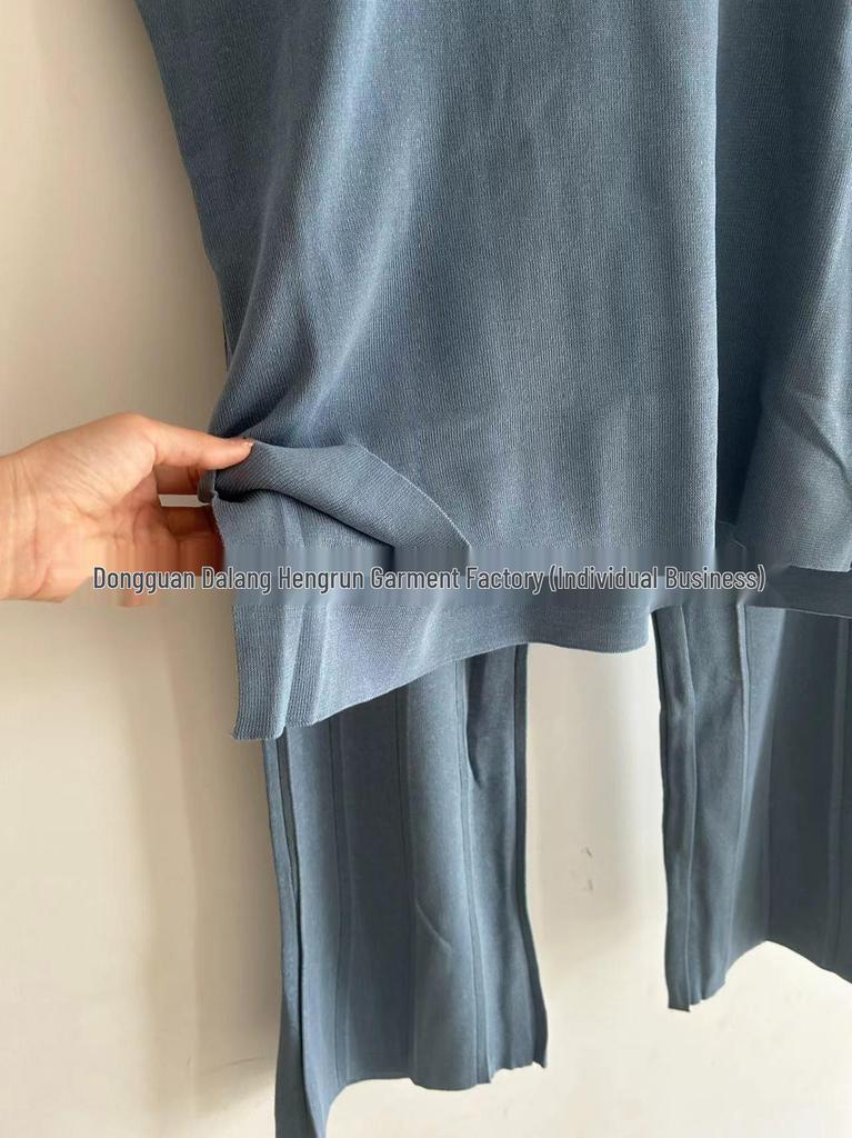 2026 Solid Color Knit Set: Sleeveless Top & Wide-Leg Crop Pants, Slim Fit, Round Neck