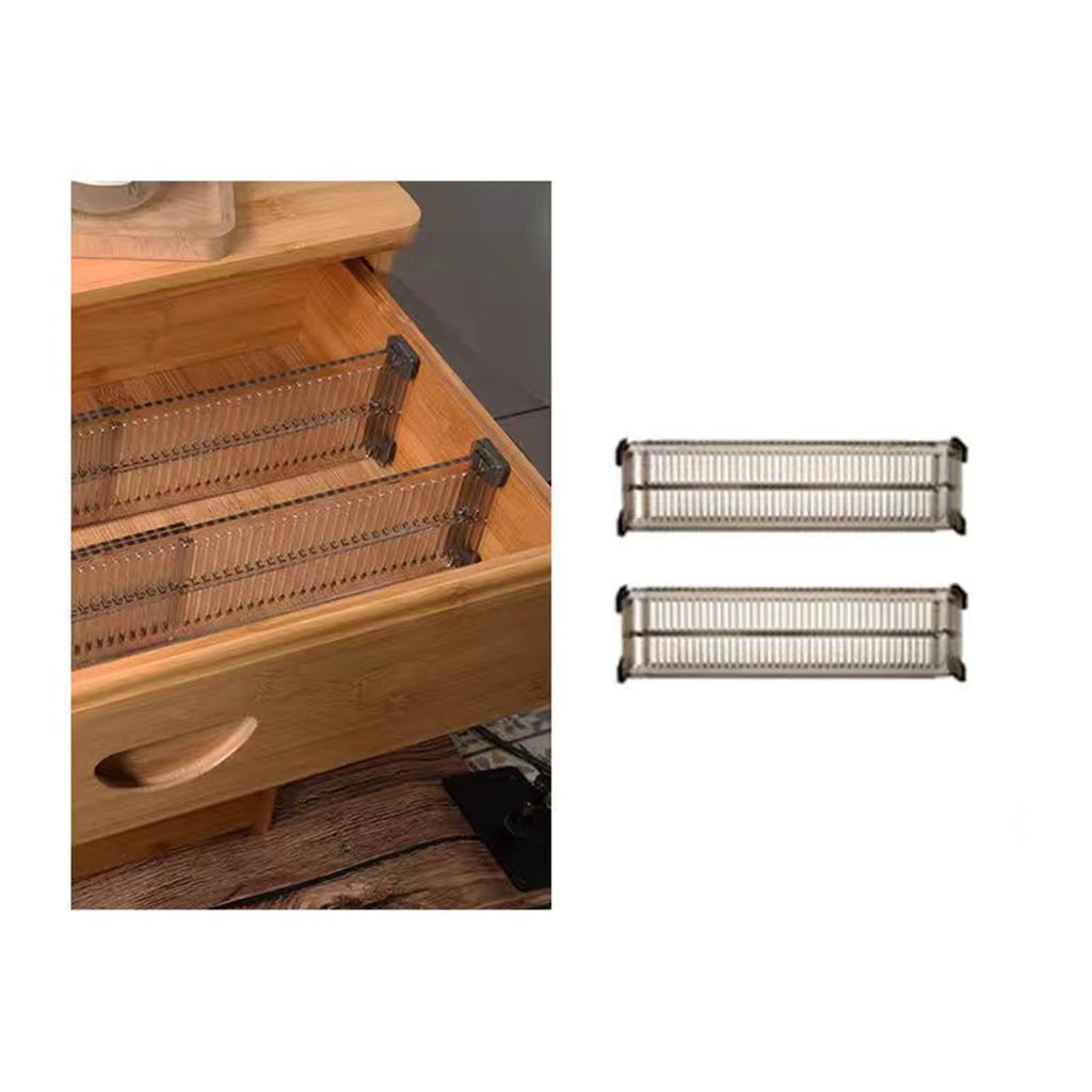 2PCS Adjustable Drawer Dividers Plastic Expandable Storage Separation Panel for Clothes Socks Organization