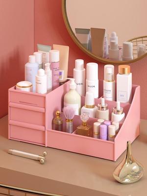 Large Capacity Cosmetics Storage Box for Lipstick and Skincare On Desktop Dressing Table