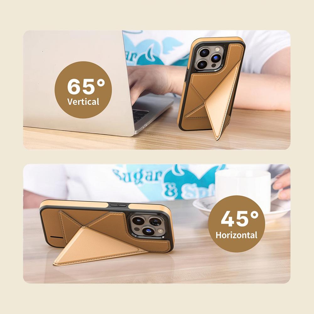 Foldable Kickstand Wallet Card Bag Holder Leather Case for 17 Air 16 15 14 13 12 Pro Max Plus 17Air 17Pro i17 Phone Cover