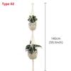 Flowerpot Plant Holder Hand-knitted Cotton Rope Wall Hanging Flowerpot Holder Basket