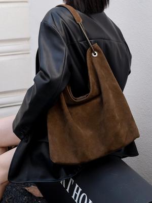 Echte Leder Wildleder Rindsleder Damen Schulter Crossbody Tasche – Großes Fassungsvermögen, Herbst/Winter Tote.